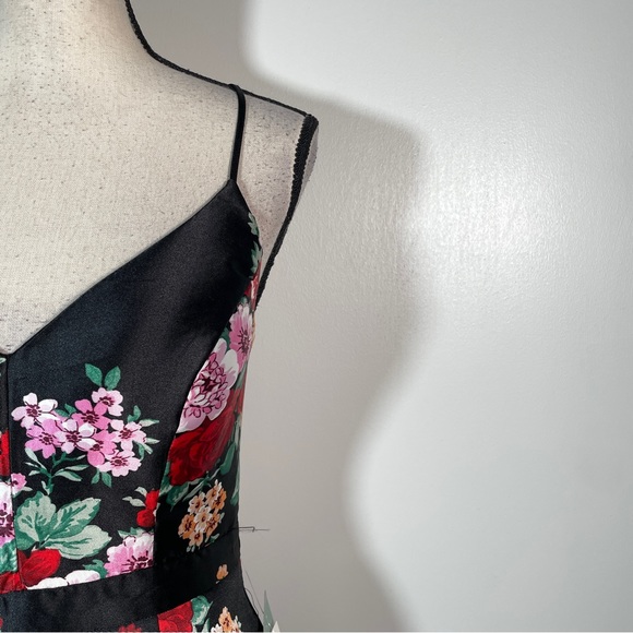 B.Smart Black Red Green Floral Sweetheart Neck Spaghetti Strap Party Dress 9 - Picture 5 of 12